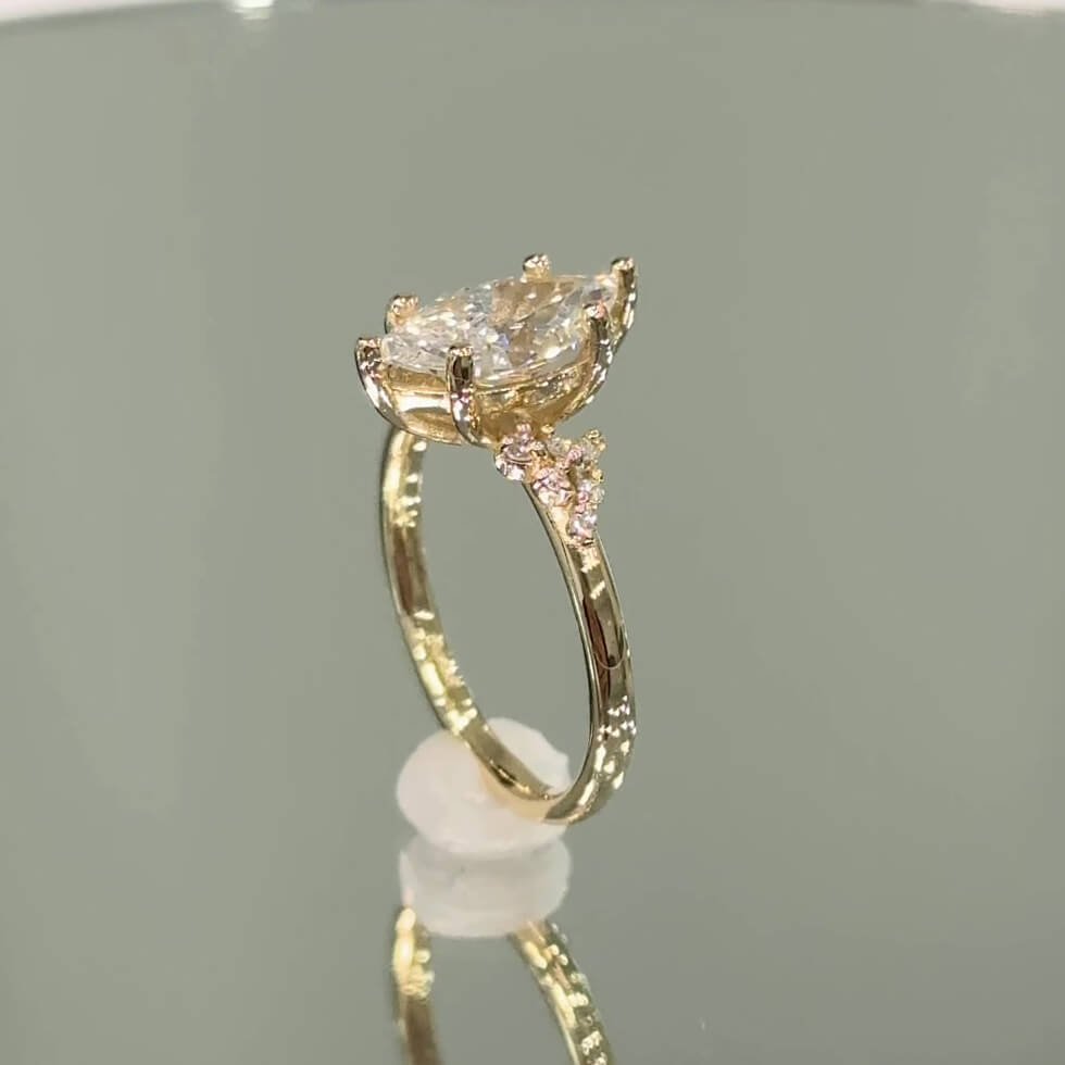 Marquise Cut Diamond White Yellow Gold Sterling Silver Classic Engagement Ring