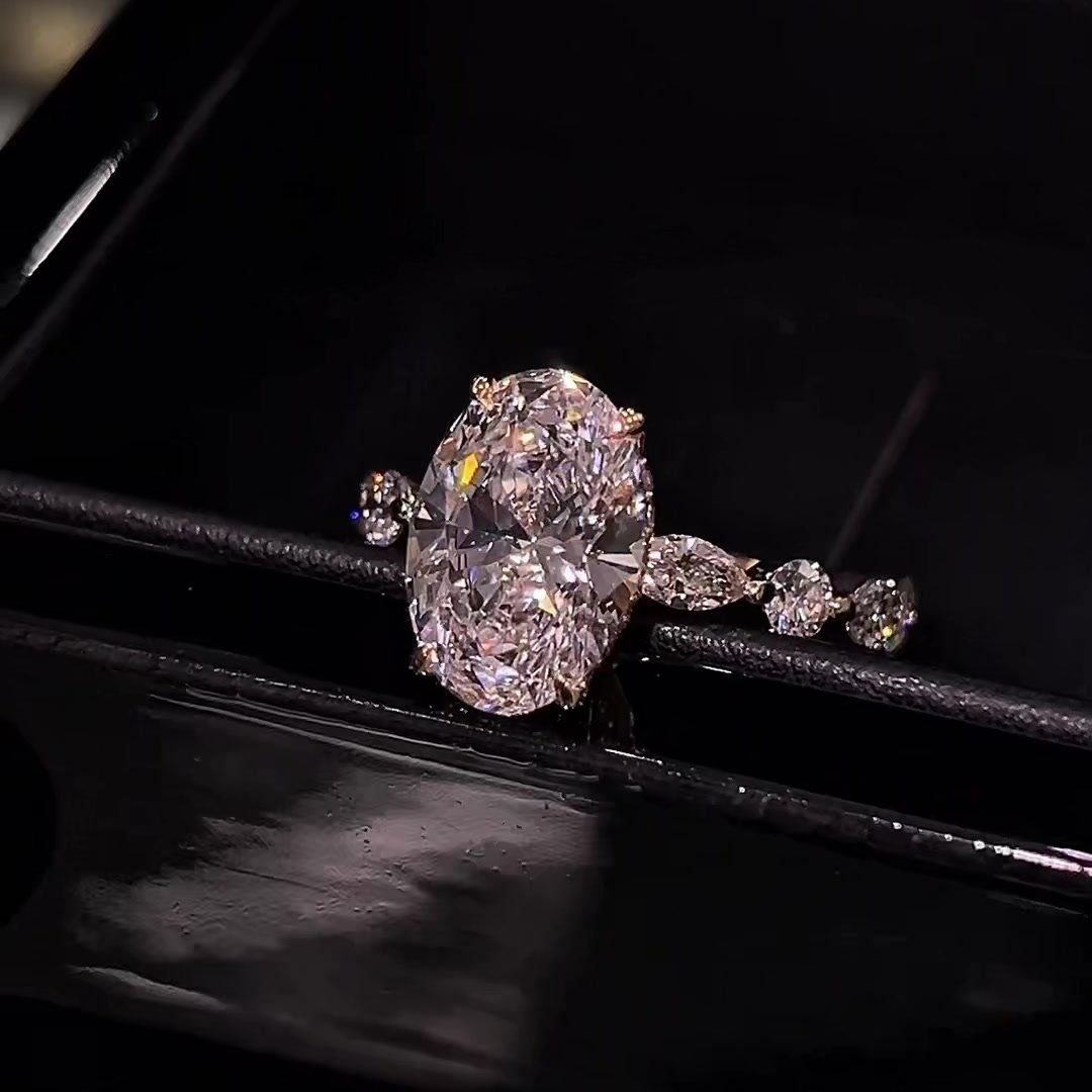 Oval Cut Diamond White Yellow Gold Sterling Silver Classic Engagement Ring