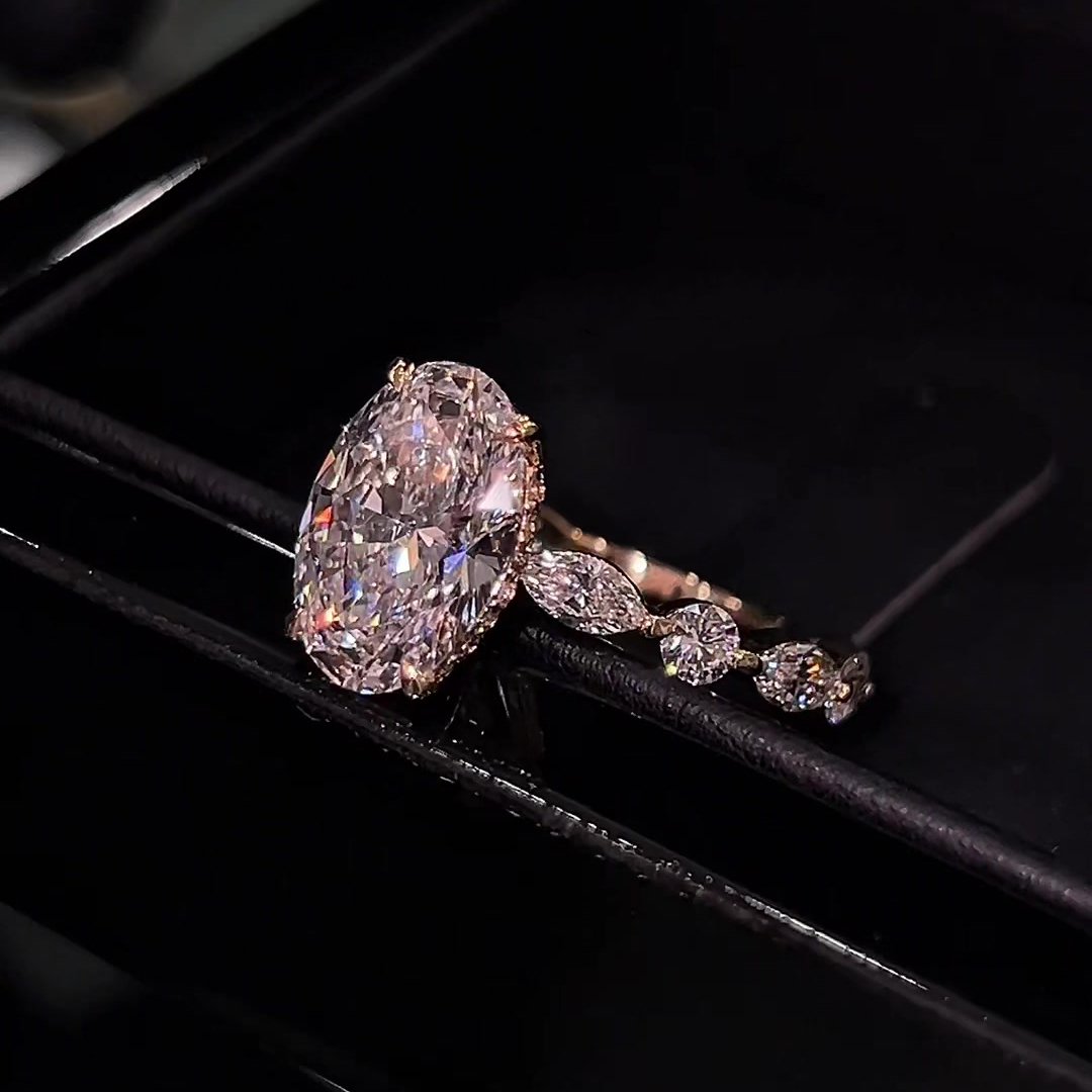 Oval Cut Diamond White Yellow Gold Sterling Silver Classic Engagement Ring