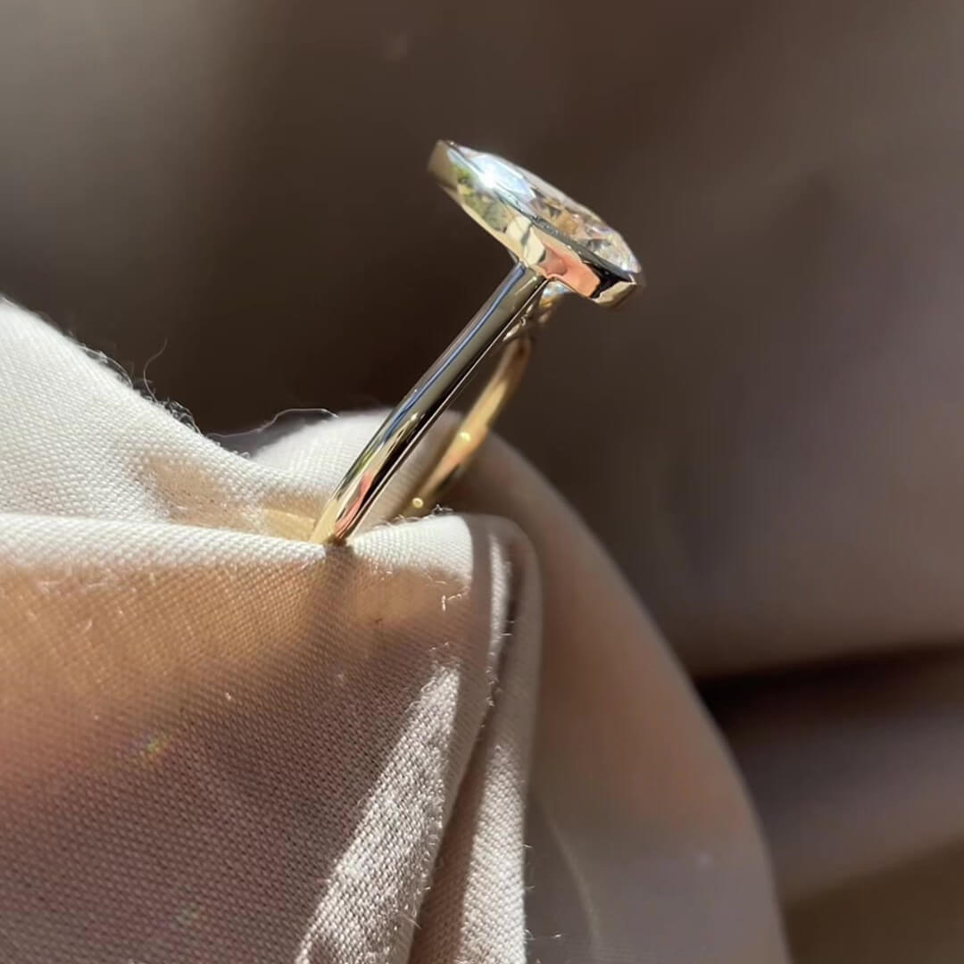 Pear Cut Diamond White Sterling Silver Yellow Gold Solitaire Engagement Ring