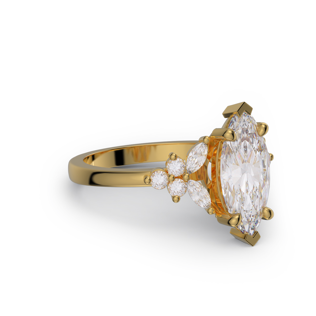 Marquise Cut Diamond White Sterling Silver Engagement Ring