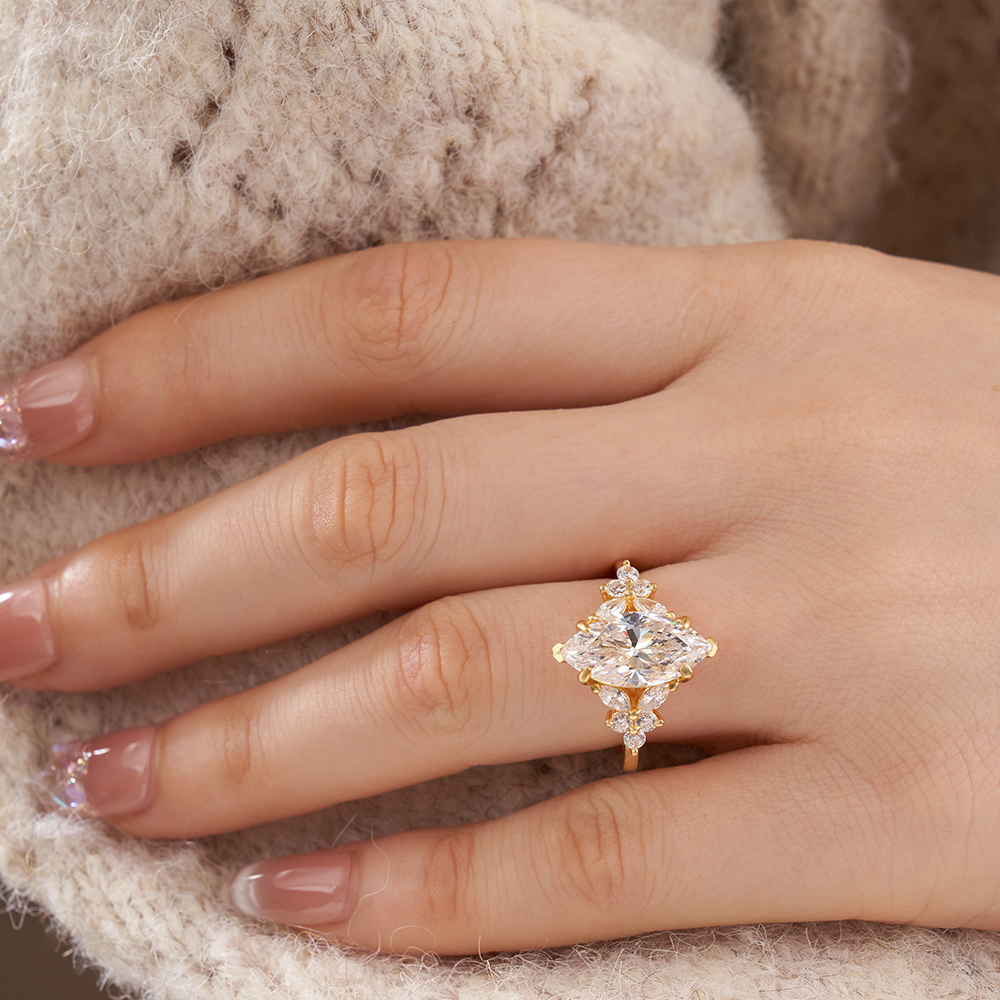 Marquise Cut Diamond White Sterling Silver Engagement Ring