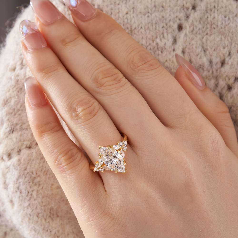 Marquise Cut Diamond White Sterling Silver Engagement Ring