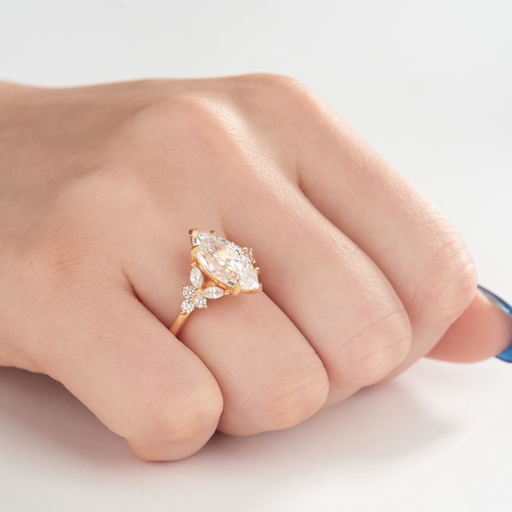 Marquise Cut Diamond White Sterling Silver Engagement Ring