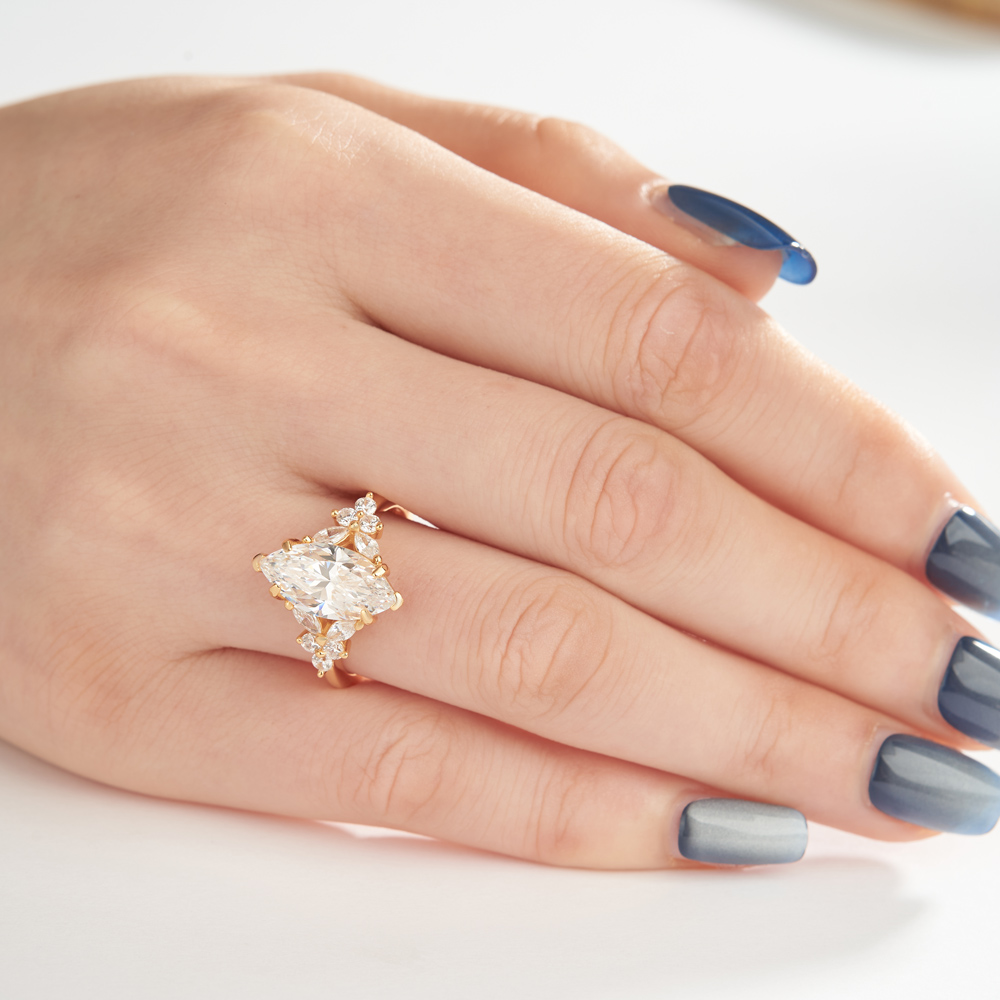 Marquise Cut Diamond White Sterling Silver Engagement Ring