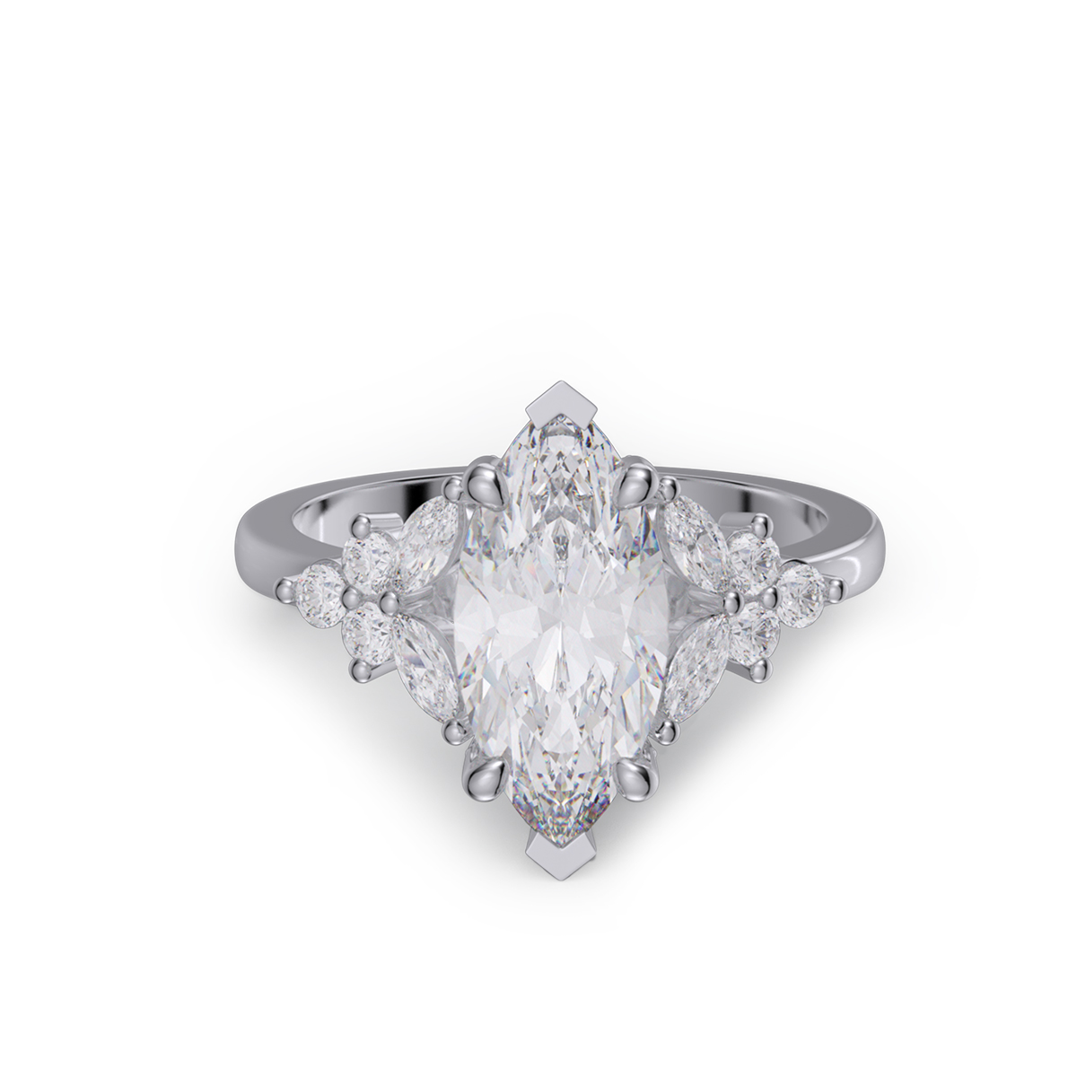 Marquise Cut Diamond White Sterling Silver Engagement Ring