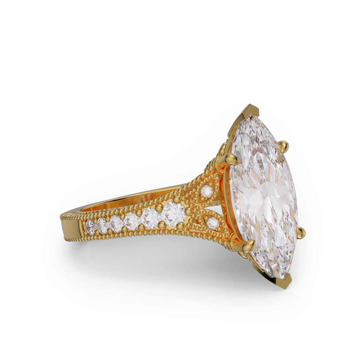 Marquise Cut Diamond White Sterling Silver Engagement Ring