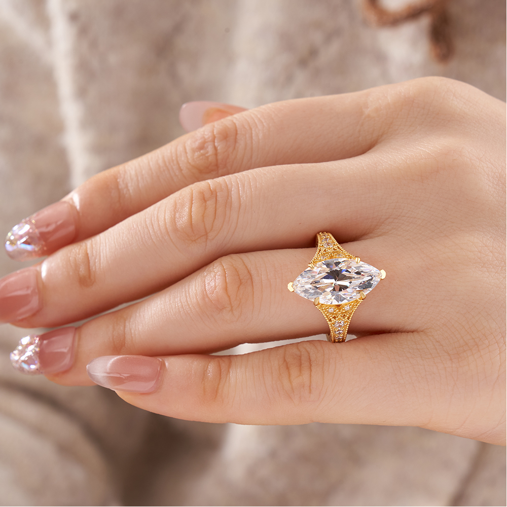 Marquise Cut Diamond White Sterling Silver Engagement Ring