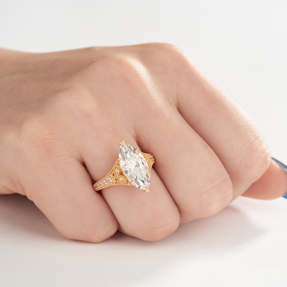 Marquise Cut Diamond White Sterling Silver Engagement Ring