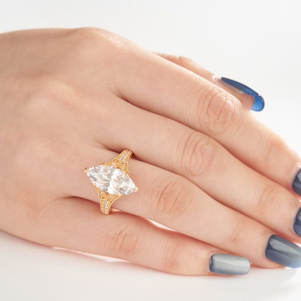 Marquise Cut Diamond White Sterling Silver Engagement Ring