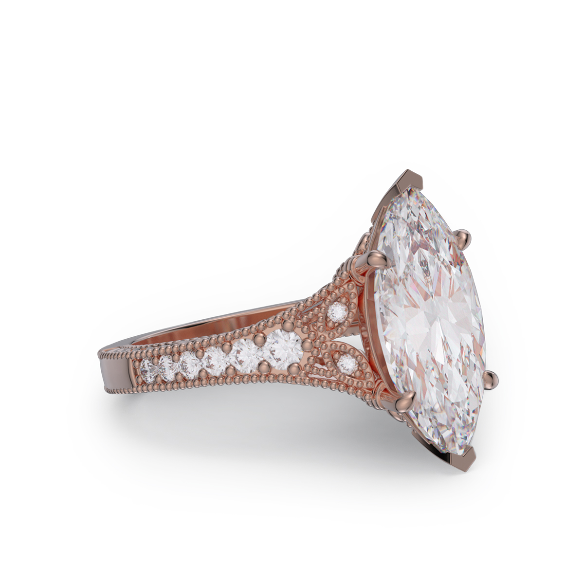 Marquise Cut Diamond White Sterling Silver Engagement Ring