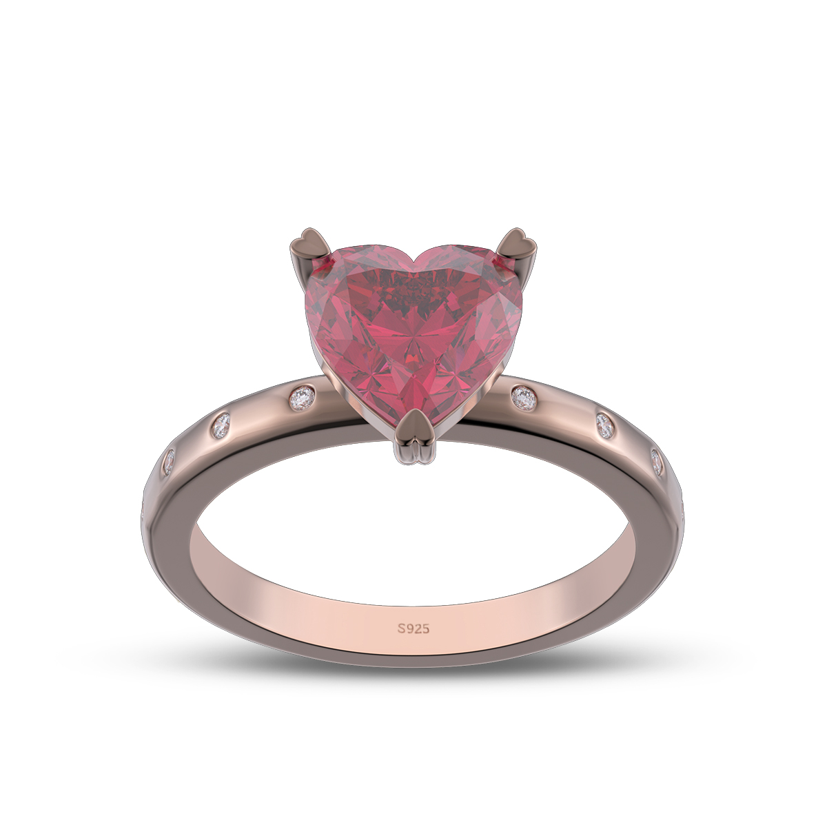 Heart Cut Diamond White Sterling Silver Engagement Ring