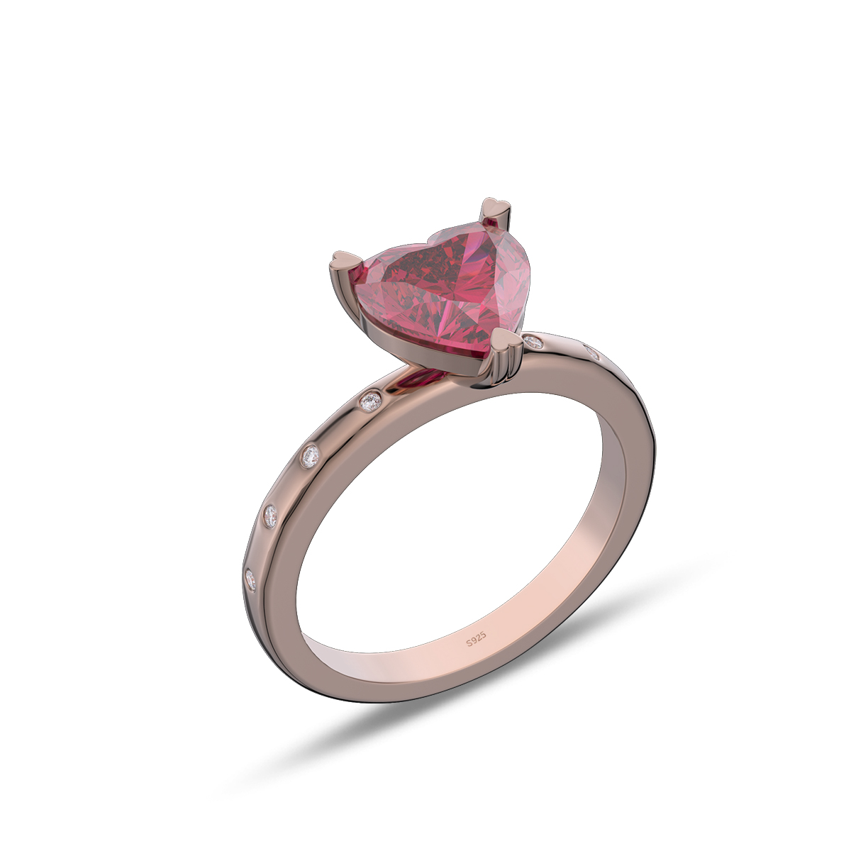 Heart Cut Diamond White Sterling Silver Engagement Ring