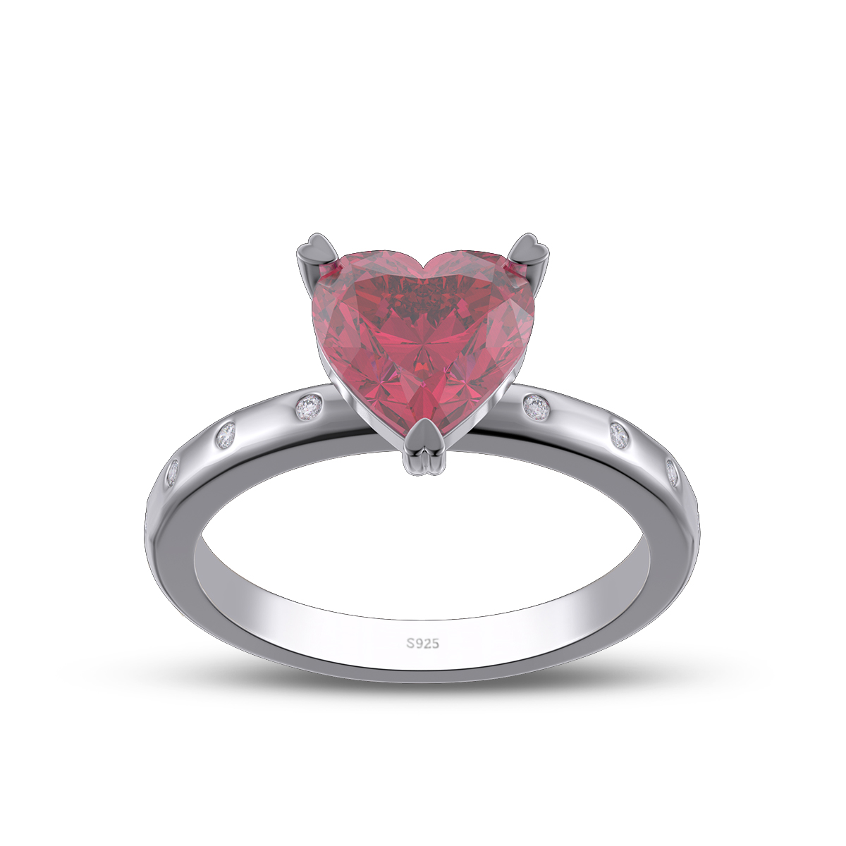 Heart Cut Diamond White Sterling Silver Engagement Ring