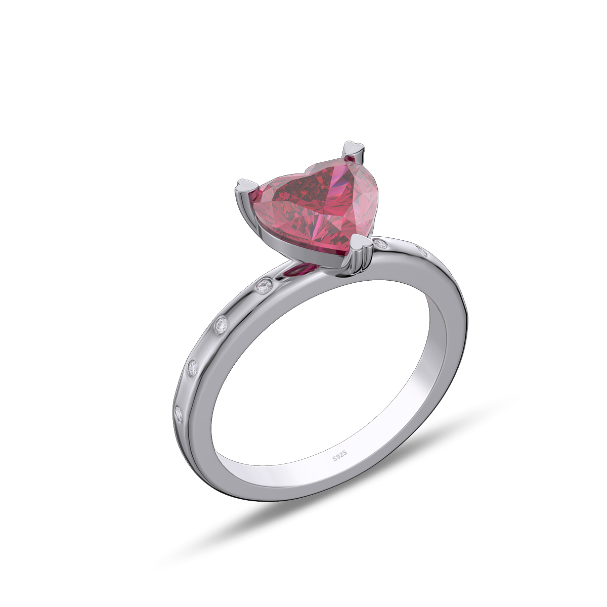 Heart Cut Diamond White Sterling Silver Engagement Ring