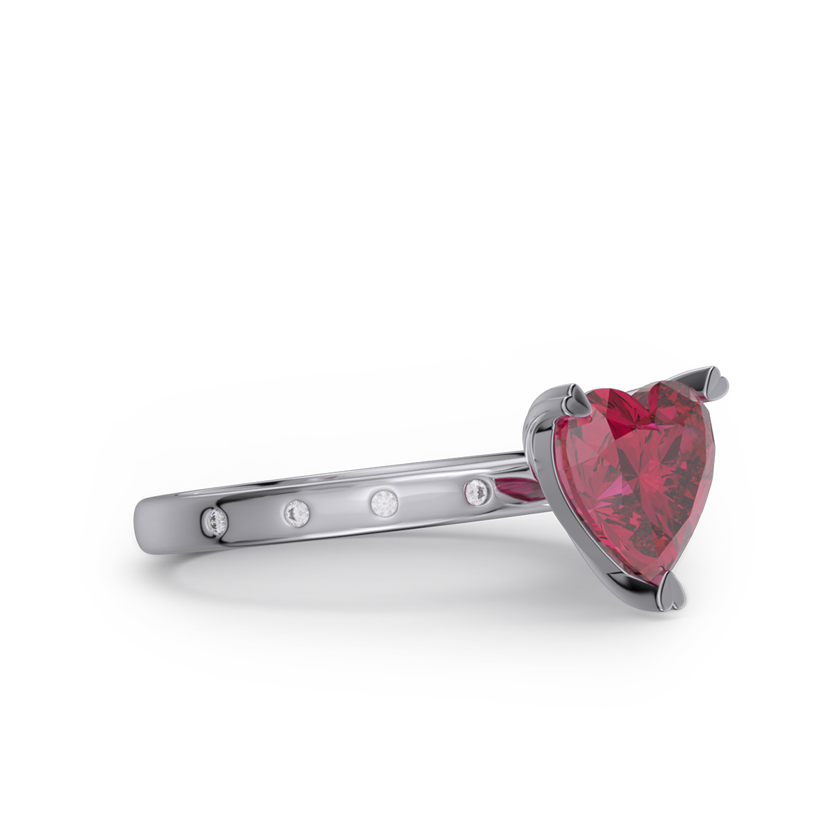 Heart Cut Diamond White Sterling Silver Engagement Ring