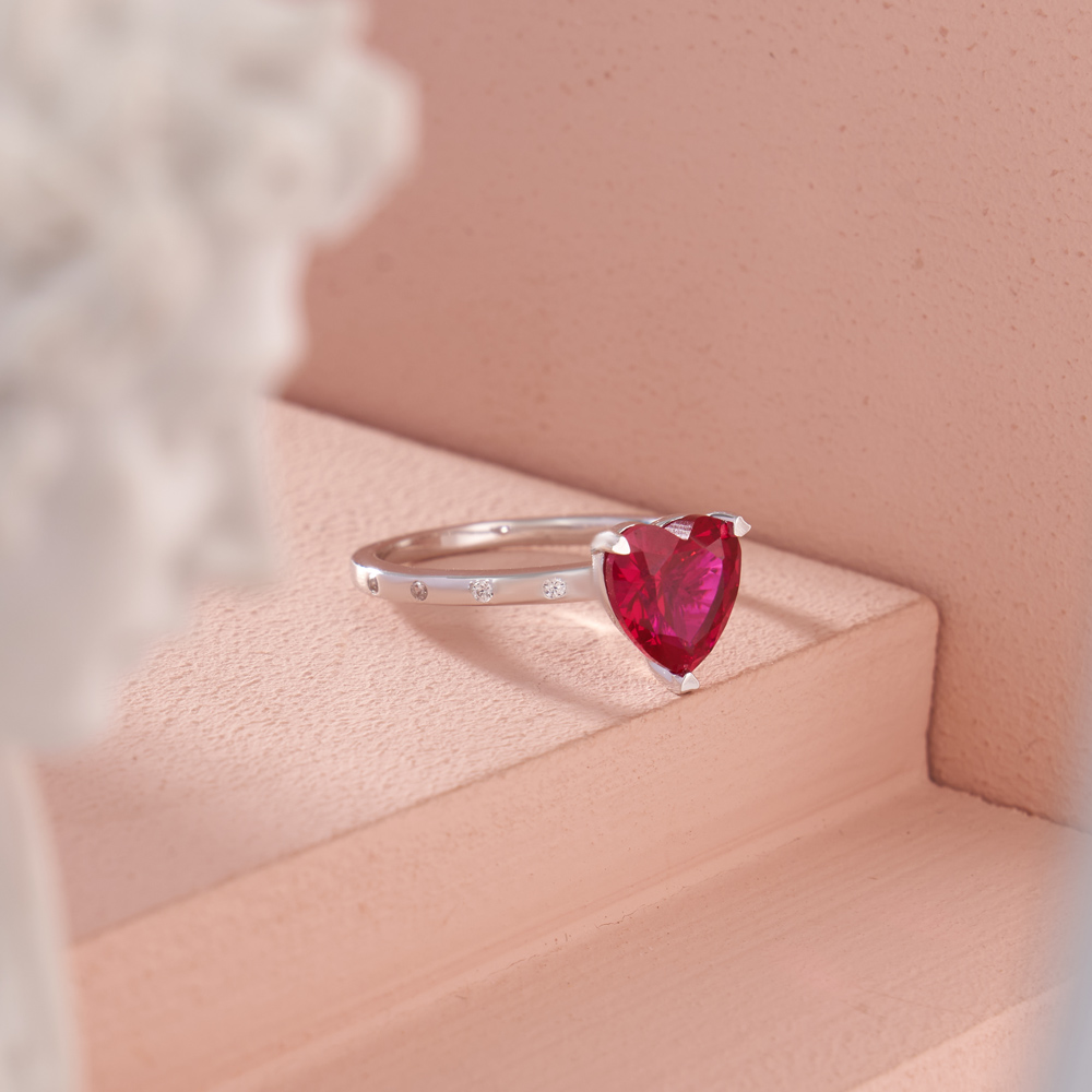 Heart Cut Diamond White Sterling Silver Engagement Ring