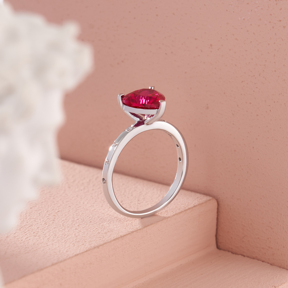 Heart Cut Diamond White Sterling Silver Engagement Ring