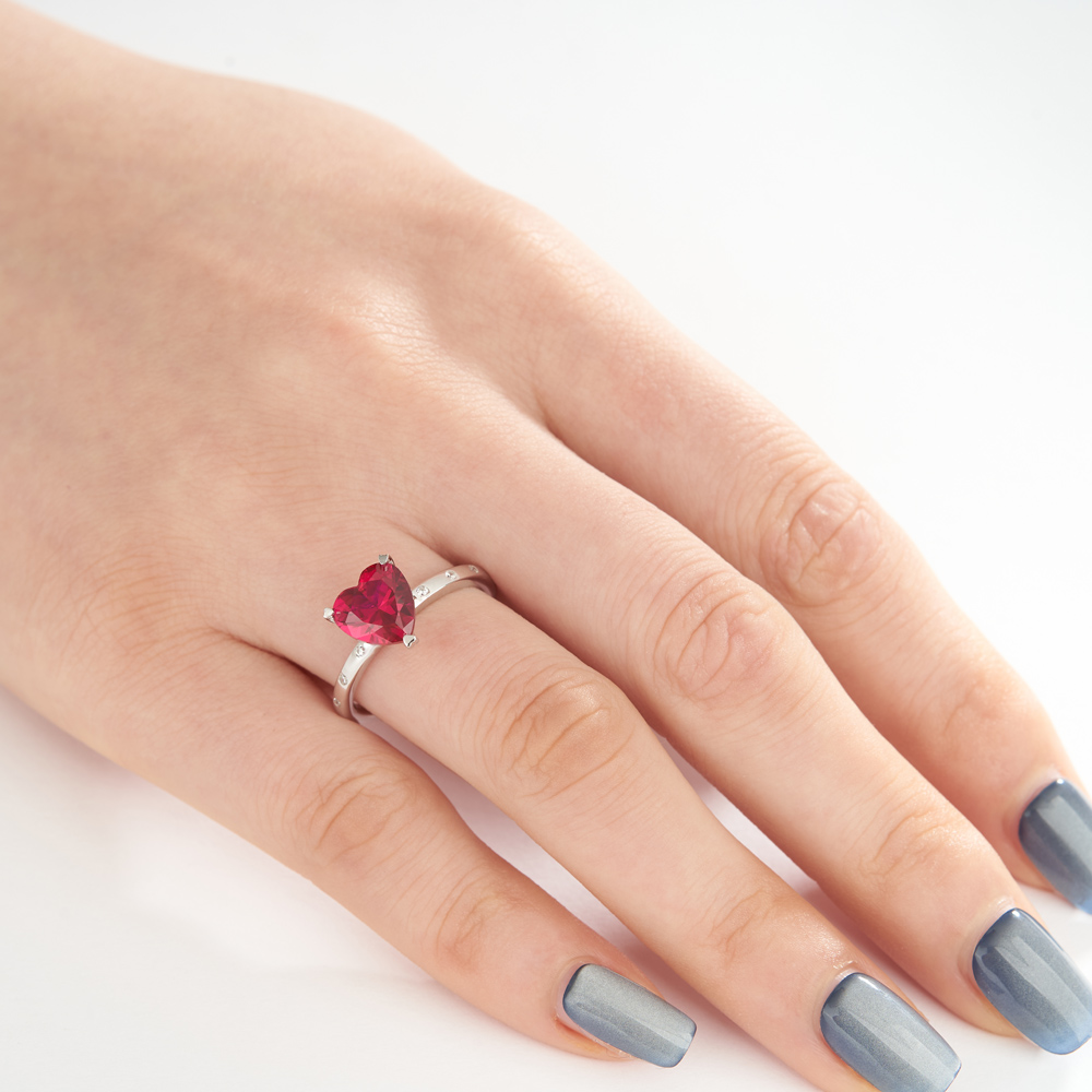 Heart Cut Diamond White Sterling Silver Engagement Ring