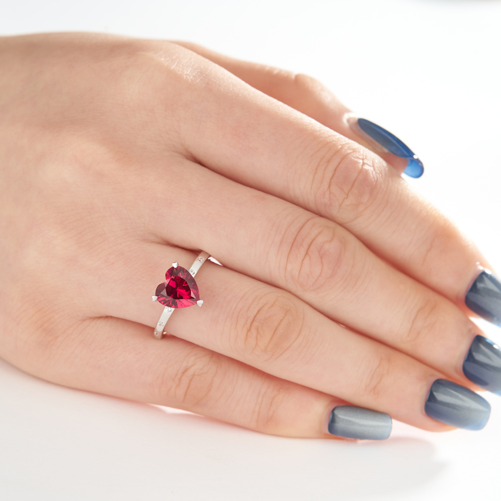 Heart Cut Diamond White Sterling Silver Engagement Ring