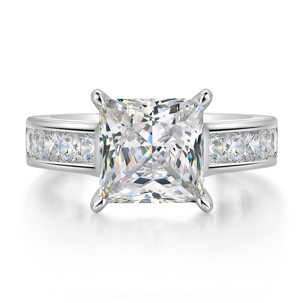 Princess Cut Diamond White 925 Sterling Silver Classic Engagement Ring