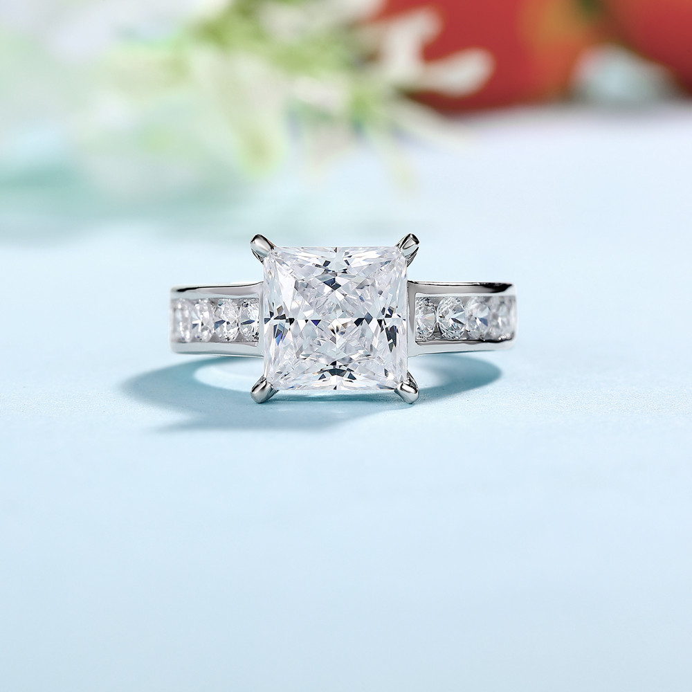 Princess Cut Diamond White 925 Sterling Silver Classic Engagement Ring