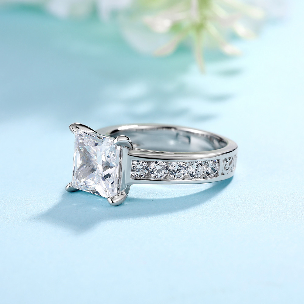 Princess Cut Diamond White 925 Sterling Silver Classic Engagement Ring