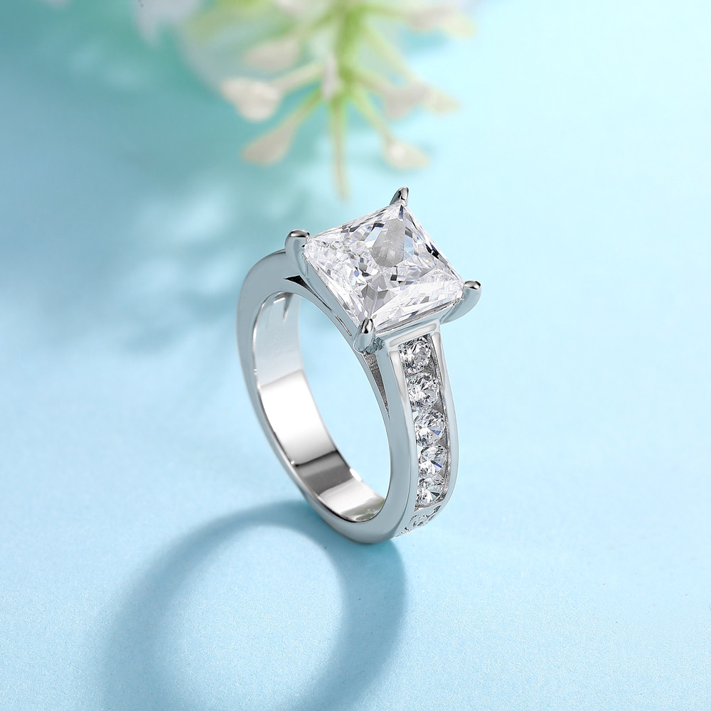 Princess Cut Diamond White 925 Sterling Silver Classic Engagement Ring