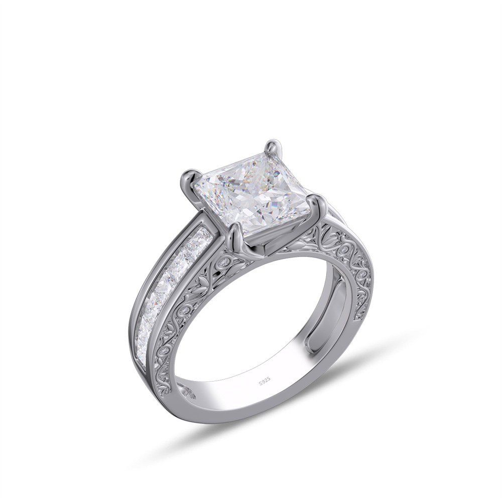 Princess Cut Diamond White 925 Sterling Silver Engagement Ring