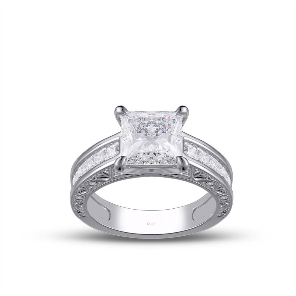 Princess Cut Diamond White 925 Sterling Silver Engagement Ring