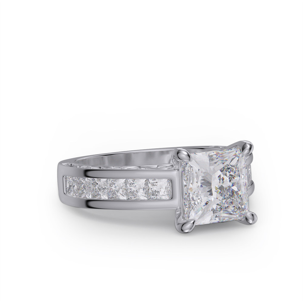 Princess Cut Diamond White 925 Sterling Silver Engagement Ring