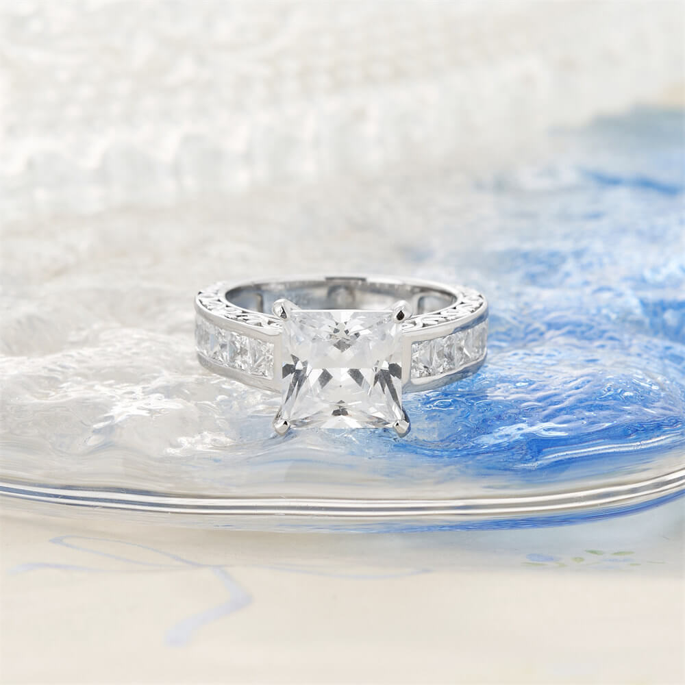 Princess Cut Diamond White 925 Sterling Silver Engagement Ring