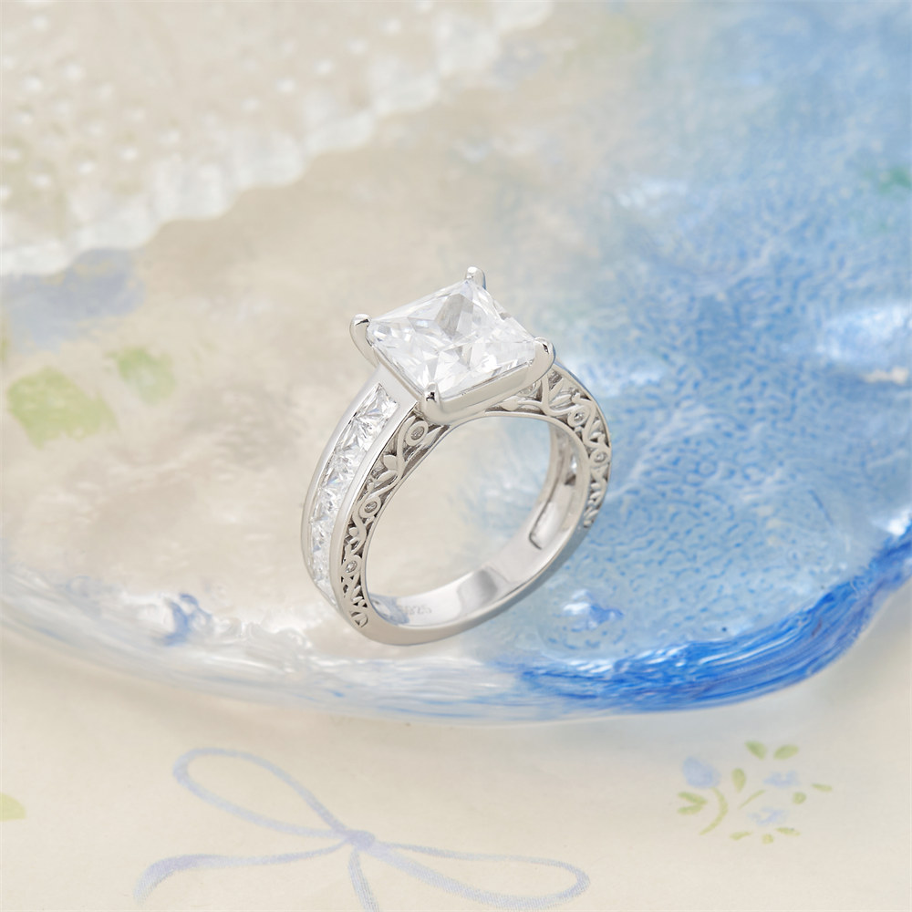 Princess Cut Diamond White 925 Sterling Silver Engagement Ring