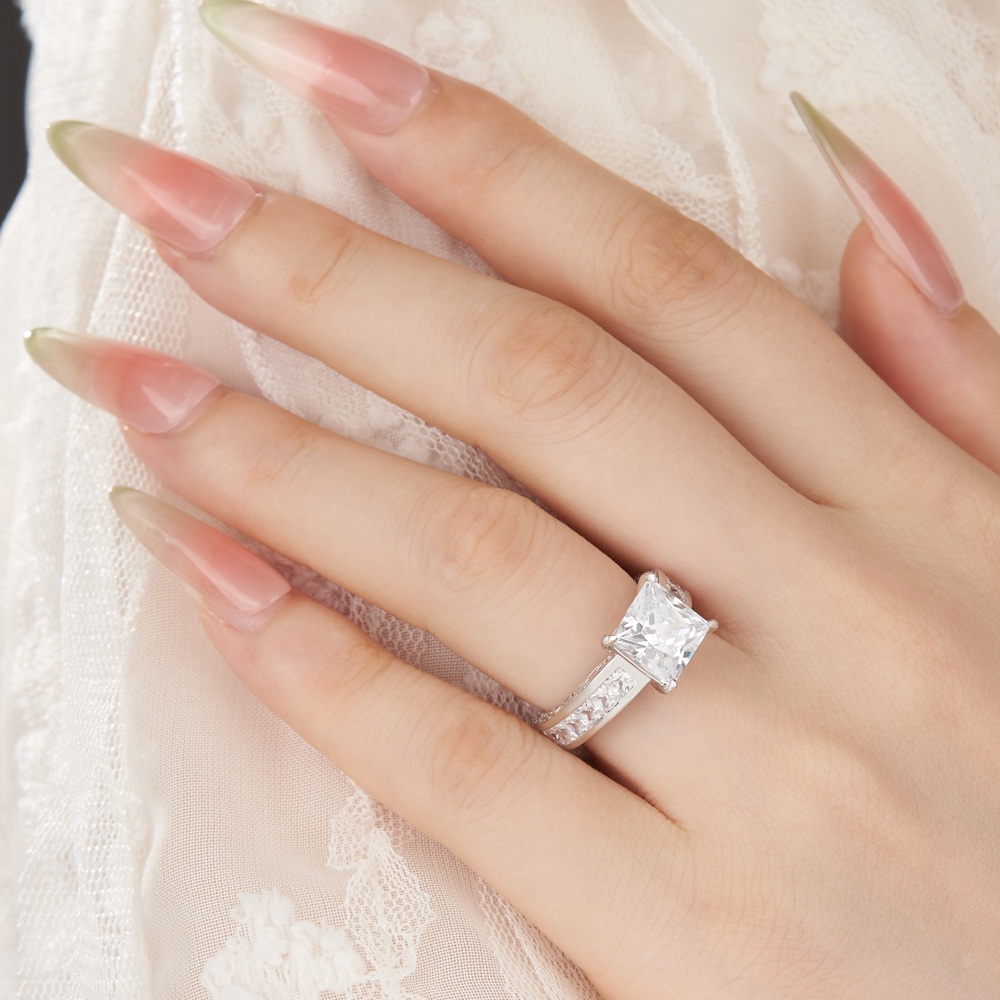 Princess Cut Diamond White 925 Sterling Silver Engagement Ring