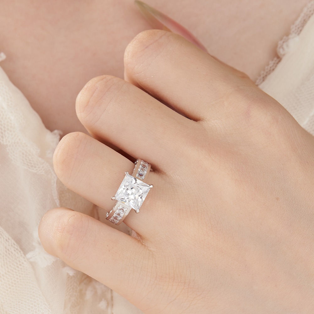 Princess Cut Diamond White 925 Sterling Silver Engagement Ring