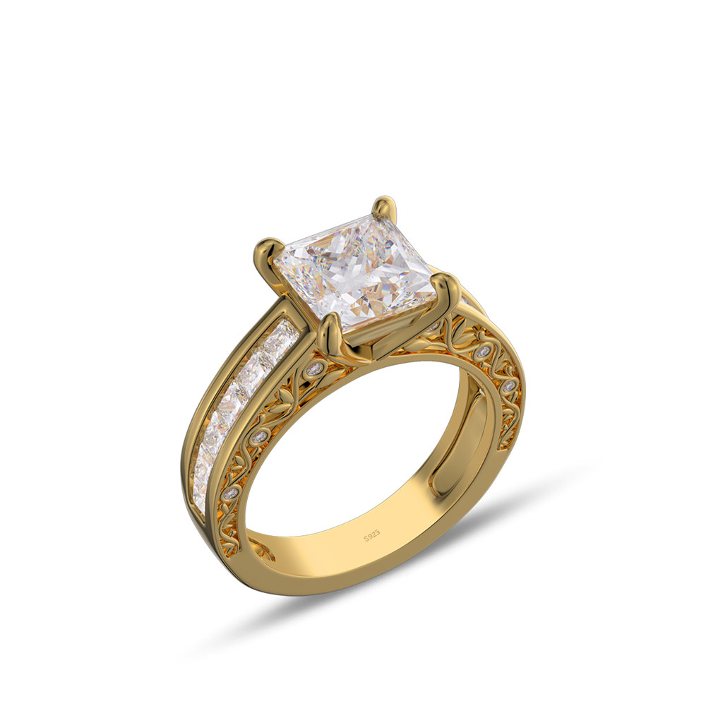 Princess Cut Diamond White 925 Sterling Silver Engagement Ring