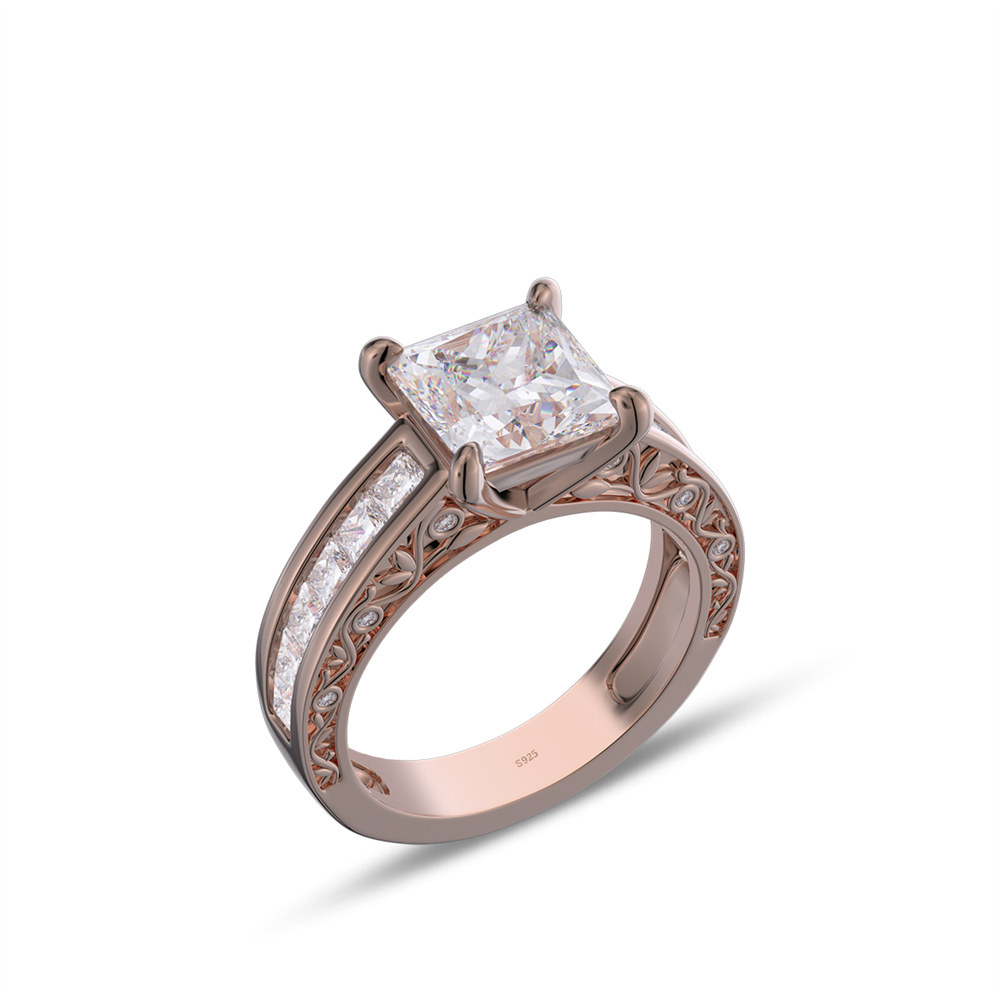 Princess Cut Diamond White 925 Sterling Silver Engagement Ring