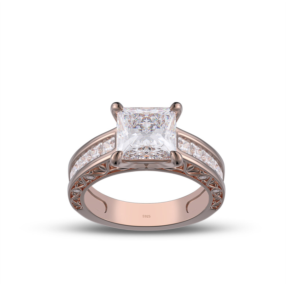 Princess Cut Diamond White 925 Sterling Silver Engagement Ring