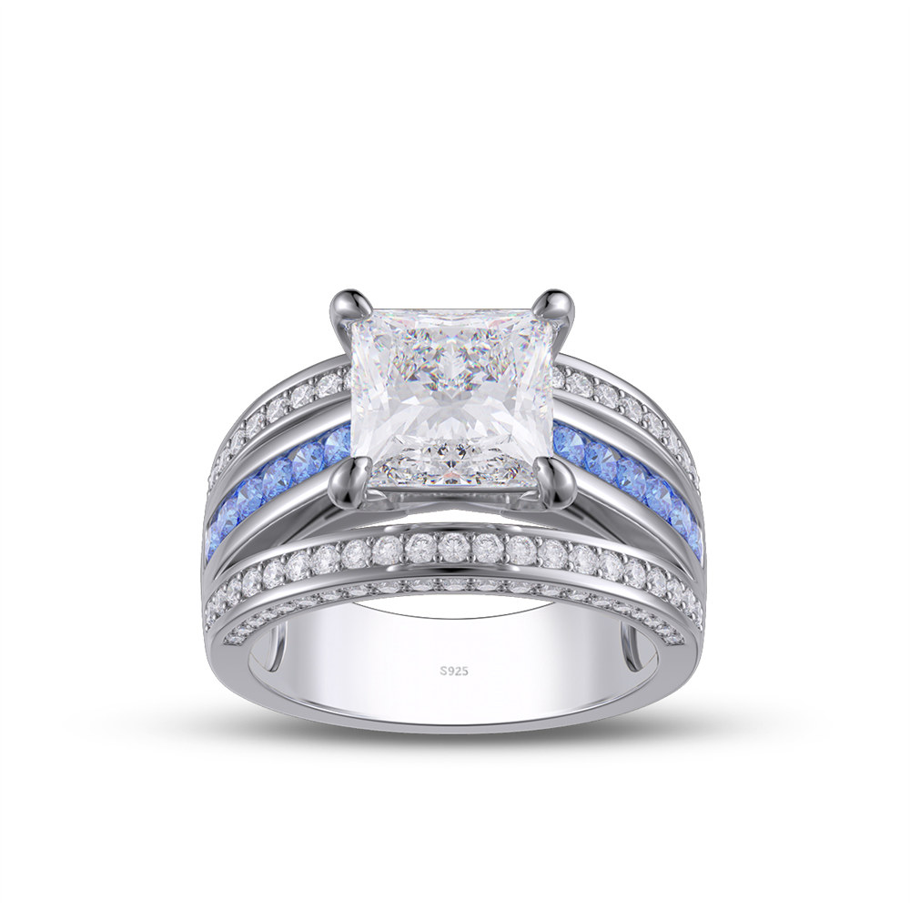 Princess Cut Diamond White Sterling Silver Engagement Ring
