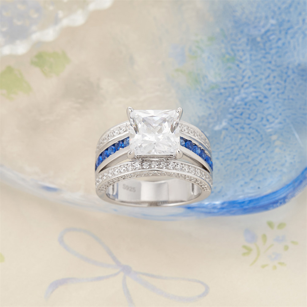 Princess Cut Diamond White Sterling Silver Engagement Ring