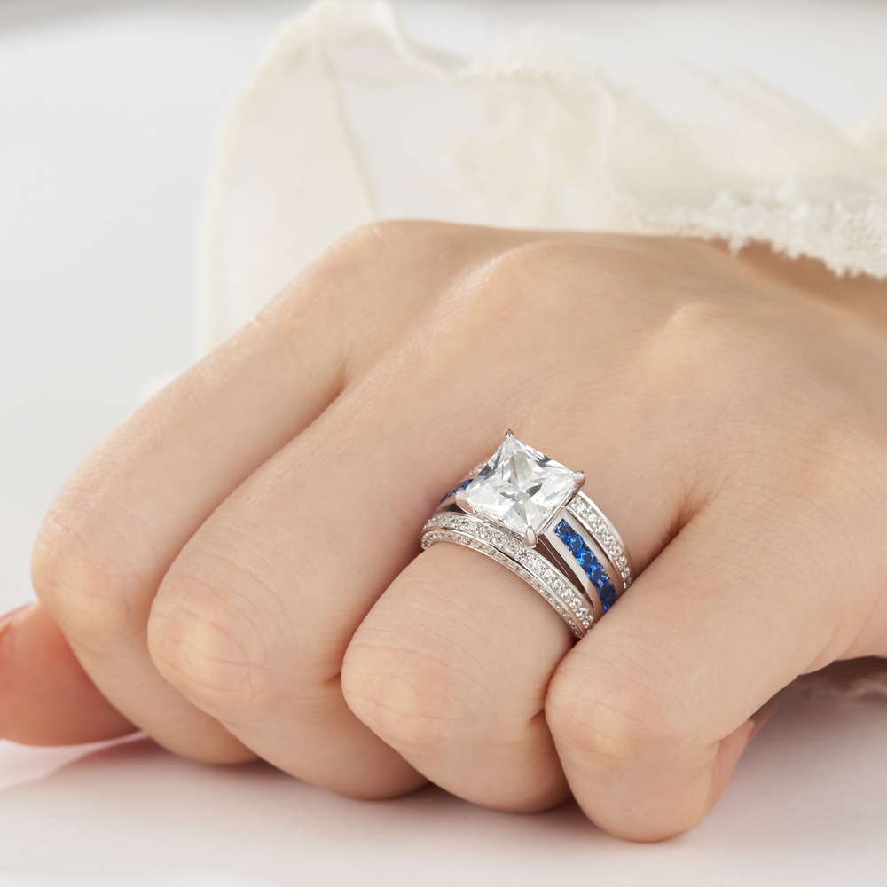 Princess Cut Diamond White Sterling Silver Engagement Ring