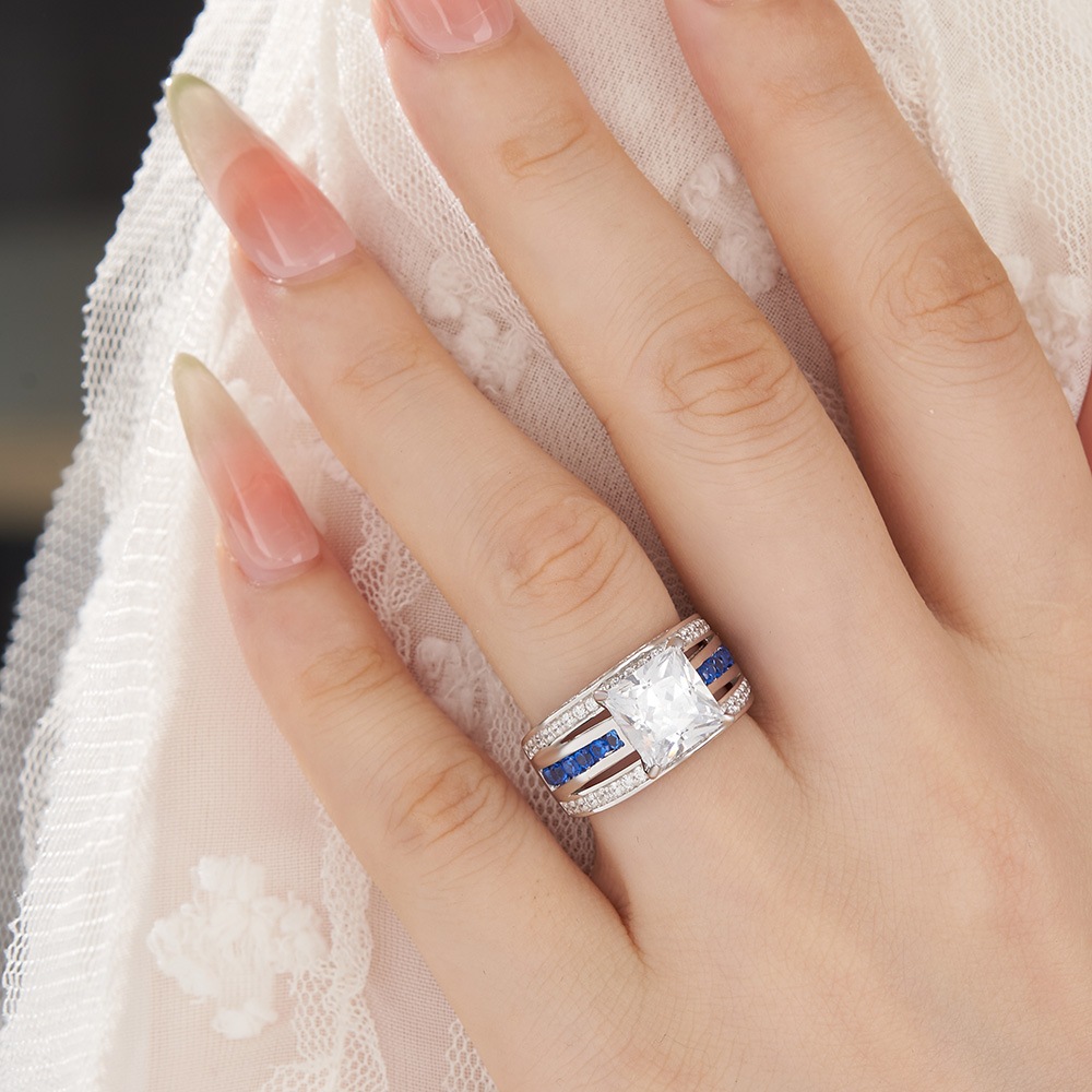Princess Cut Diamond White Sterling Silver Engagement Ring