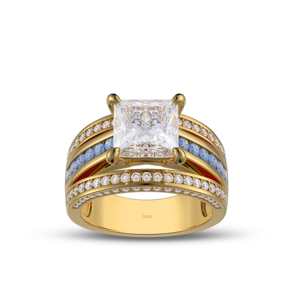 Princess Cut Diamond White Sterling Silver Engagement Ring