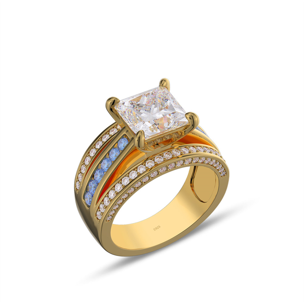 Princess Cut Diamond White Sterling Silver Engagement Ring