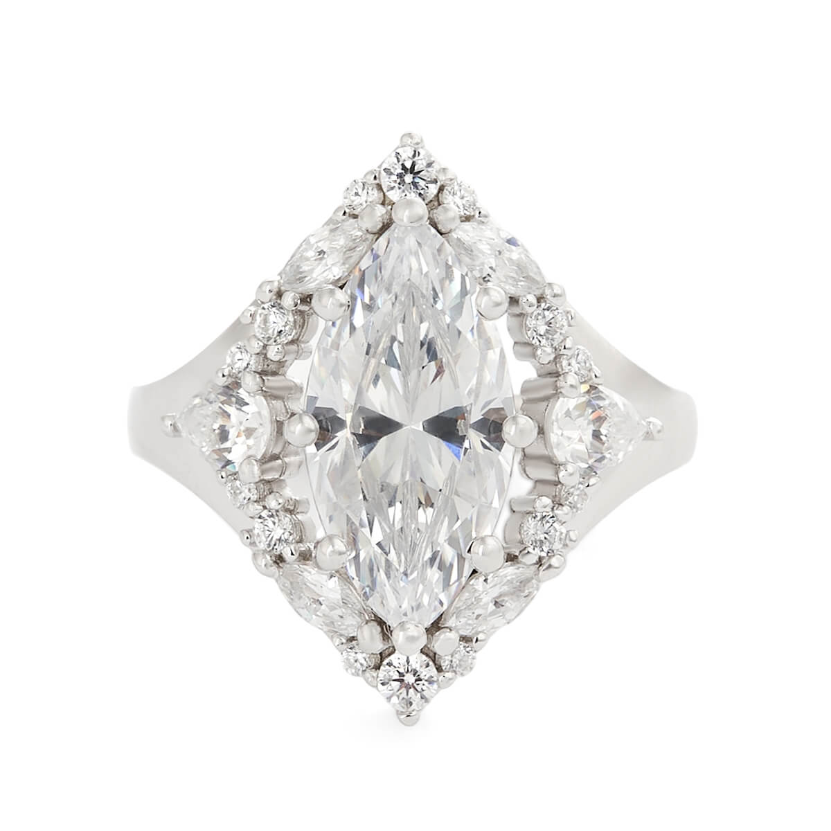 Maruqise Cut Diamond White 925 Sterling Silver Halo Engagement Ring