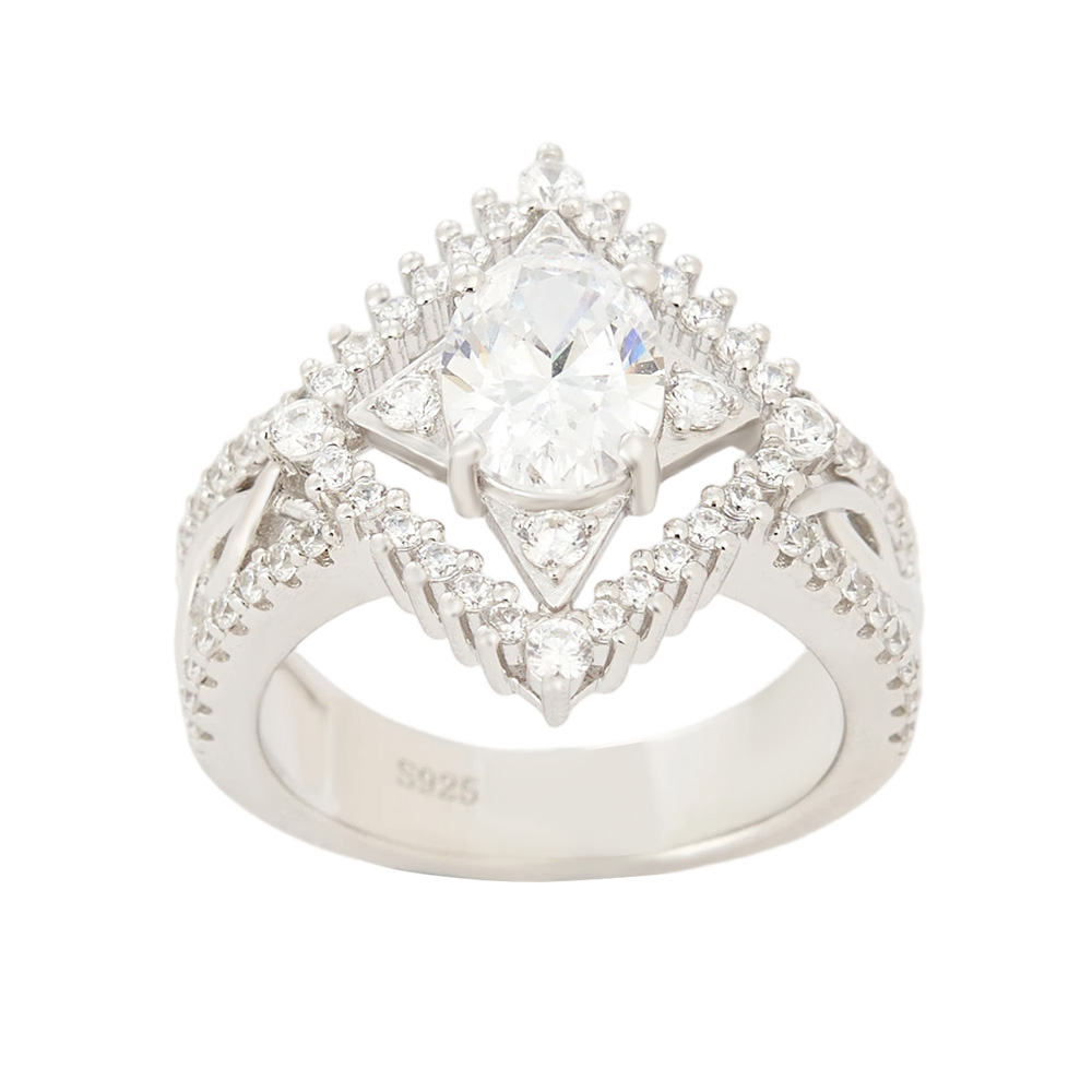 Oval Cut Diamond White Sterling Silver Pearl Engagement Ring