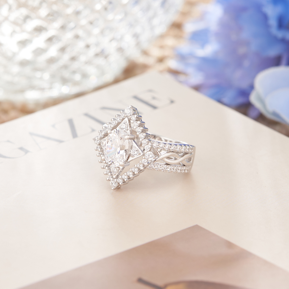 Oval Cut Diamond White Sterling Silver Pearl Engagement Ring