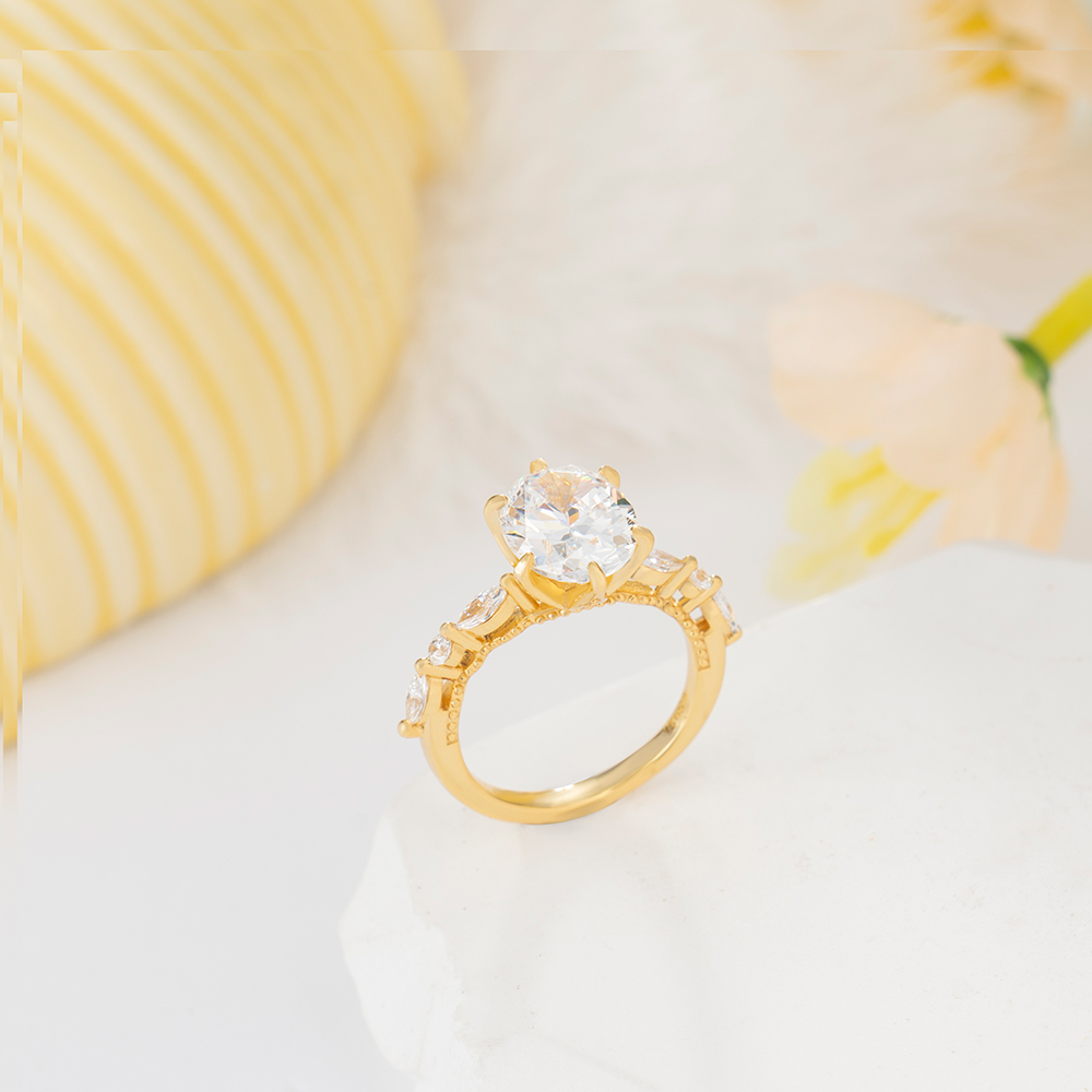 Oval Cut Diamond White Yellow Gold Sterling Silver Engagement Ring