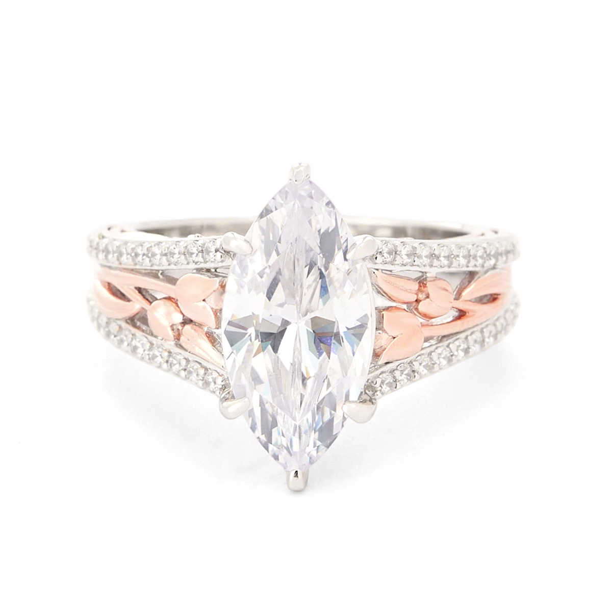 Marquise Cut Diamond White Sterling Silver Engagement Ring