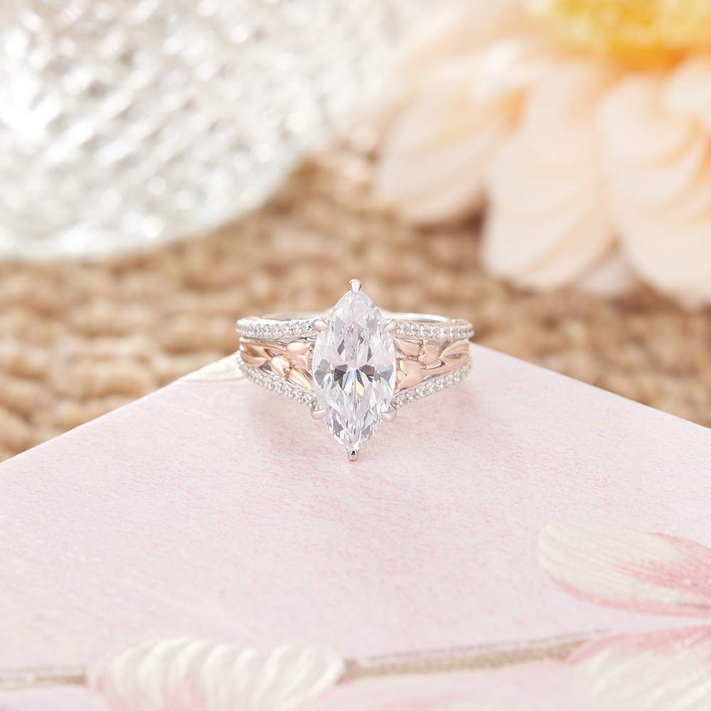Marquise Cut Diamond White Sterling Silver Engagement Ring